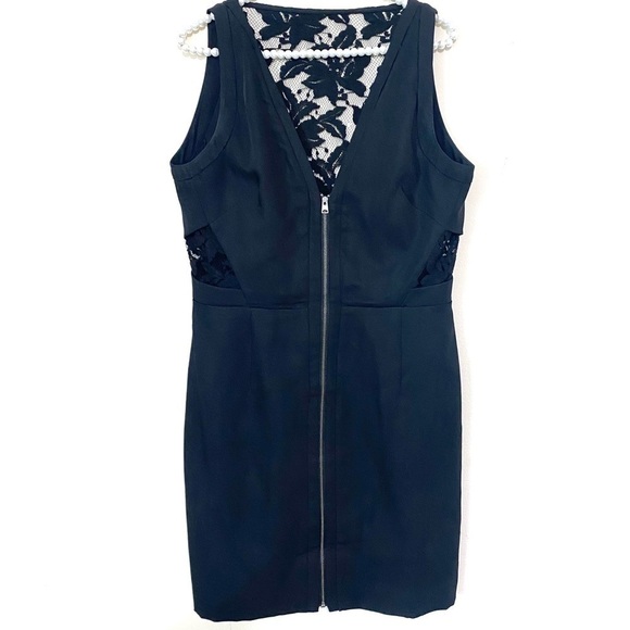 All Saints Layton Little Black Zipper Front Lace Back Sheath Dress SIZE SMALL - Picture 5 of 7